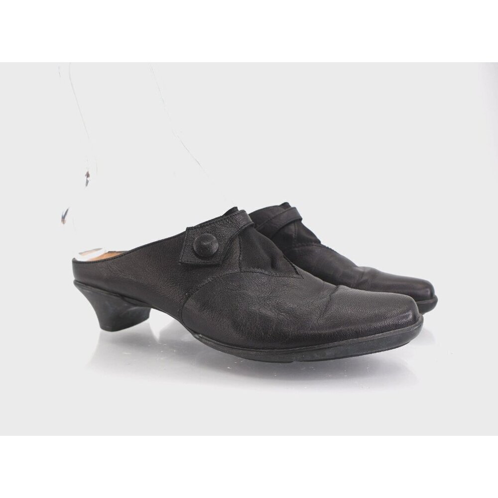 Think! Black Leather Mules Comfort Slip On Clog Shoe Womens 40 9 Comfort